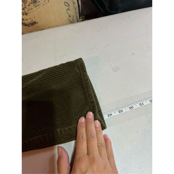 Old Navy Women’s corduroy slouchy straight workwear overalls army green Size 4 - Picture 11 of 11
